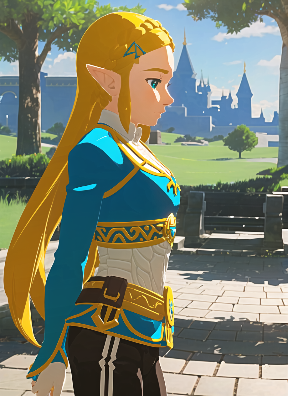 3978521466-471778436-botw style, princess zelda, 1girl, bangs, blonde hair, breasts, bridal gauntlets, closed mouth, expressionless, from side, green.png